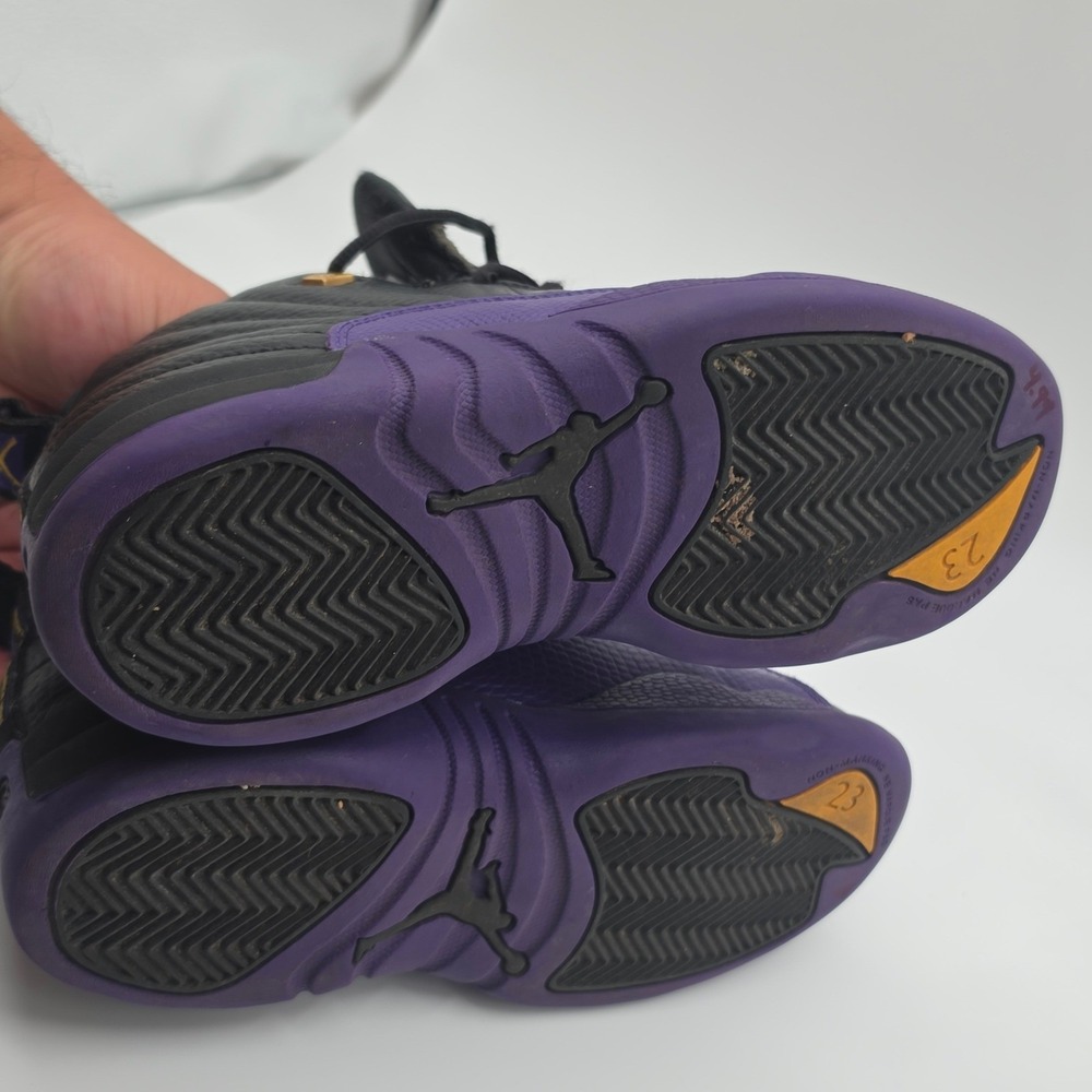 Nike Air Jordan 12 Retro Kids Size 2Y Black Purple Good Leather High Casual - Picture 2 of 9